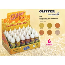 Espositore 24 Glitter Glue 37ml metalli preziosi