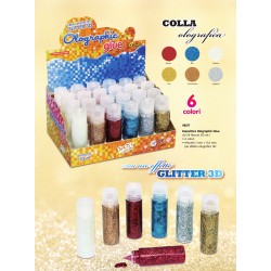 Glitter Glue olografica - 24pz - 53ml in 6 colori