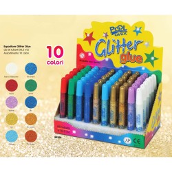 Esp. 60 tubetti Glitter Glue 10,5ml in 10 colori