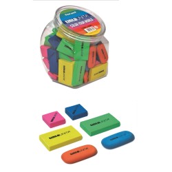 Barattolo 72 gomme Tinta Unita - 3 formati - 6 col