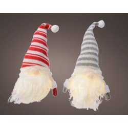 Viso Gnomo grigio/rosso led - h 25 - 2 soggetti