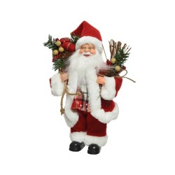 Babbo Natale vestito rosso h 30 con ramo addobbato