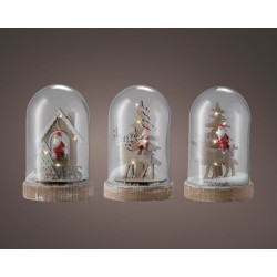 Cloche paesaggio e Babbo 6 led - batt -h 15 - 3 so