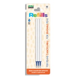 Set 3 refill cancellabili blu per penne cappuccio