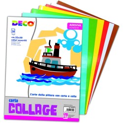 Collage carta lucida adesiva 20 fogli 35x50 ass.