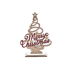 Albero legno c/scritta Merry Christmas  cm.16 h 22