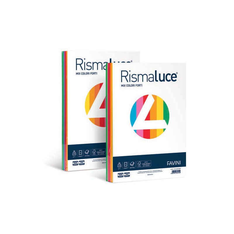 Carta Rismaluce 200gr A4 125 fogli - in 8 colori Cartotecnica Favini | Carta colorata in risme 