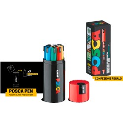 POSCAPEN Gift Box 9 marker tappo 4 colori