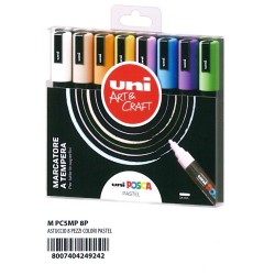 Astuccio appendibile 8 UniPosca PC5 colori pastel