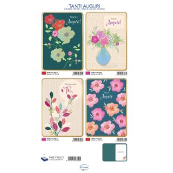 Sc.12 Bg. Tanti Auguri fiori 4 soggetti 12x18