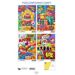 Sc.12 Bg.Compleanno Comics 4 soggetti 12x18