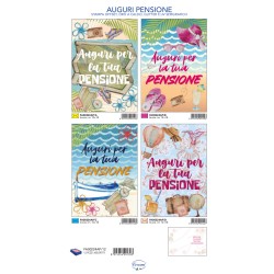 Sc.12 biglietti Auguri Pensione  4 soggetti 12x18