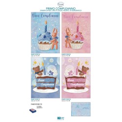 Sc.12 Biglietti 1° COMPLEANNO 4 sogg *E* 12x18