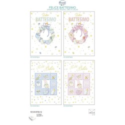 Scatola 12 Biglietti Felice Battesimo 4 sogg 12x18