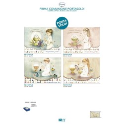 Sc.12 Biglietti Comunione Bimbi p/soldi 4 s.12x18
