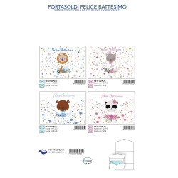 Sc.12 Bg.Battesimo p/soldi c/bustina 4 sogg.12x18