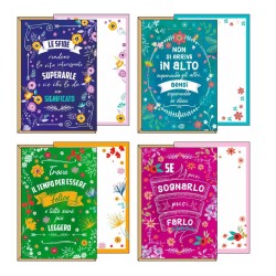Sc.12 Biglietti FIORI FRASI MOTIVAZ. 4 sogg 12x18
