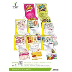 Esp.48 Bigl.COMPLEANNO 8 sg 18/40/50/60 anni 12x18