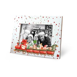 Cornice legno Natale con treno 13x18