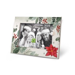Cornice legno Natale con poinsettia 13x18