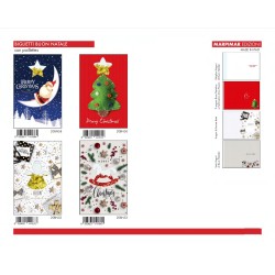 Sc.12 Biglietti Merry Xmas c/paillettes 4 sg 12x18