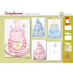 SC.12 BG 1' COMPLEANNO  2 soggetti 11,5 x 17 ****