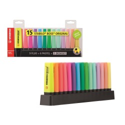 Deskset 15 Stabilo BOSS 9 ORIGINAL + 6 PASTELL