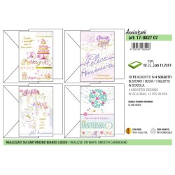 Scatola 12 Biglietti ANNIVERSARIO 4 sogg 11,7x17