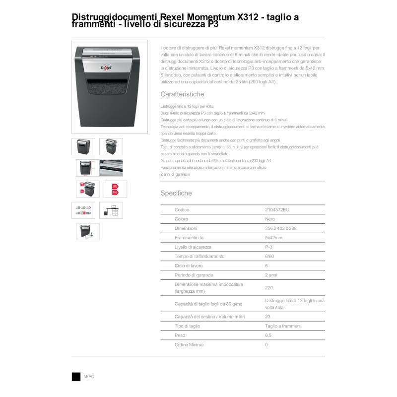 Distruggidocumenti Rexel X312 Momentum P3 Acco-Esselte | Frammento 