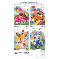 Sc.12 Bg.COMPLEANNO BIMBI mezzi trasporto 12x18