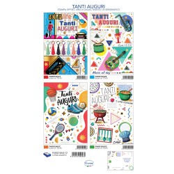 Sc.12 Biglietti Tanti Auguri Maschile 4 sog 12x18