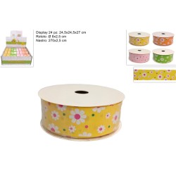 Nastro in tessuto con fiori 2,5x270 colori ass.