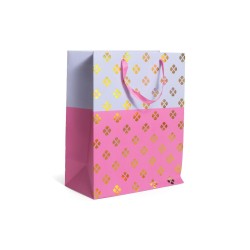 Shopper bicolore bianco-fuxia c/oro 26x13x32