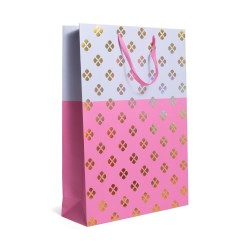 Shopper bicolore bianco-fuxia c/oro 32x10x44