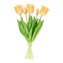 Mazzo 5 tulipani sfumati giallo pvc h35