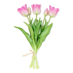 Mazzo 5 tulipani sfumati fuxia pvc h35