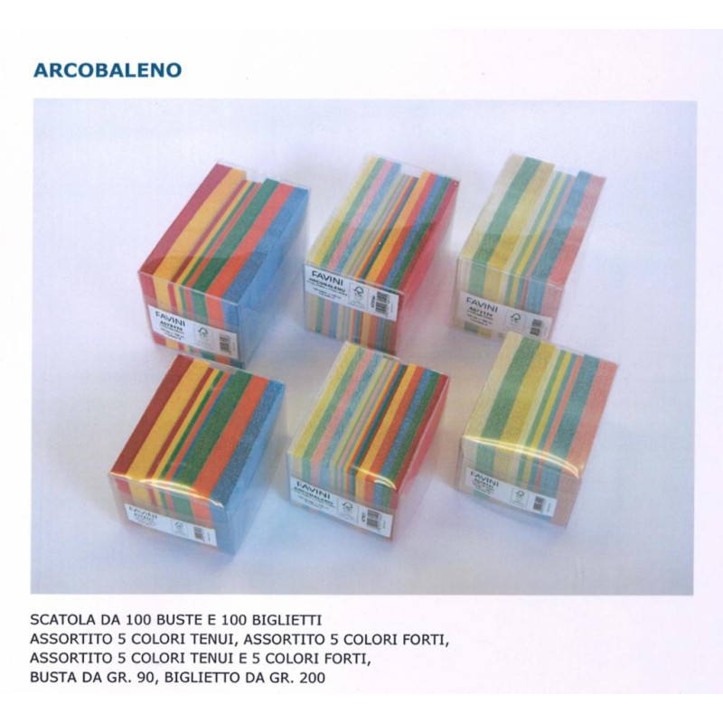 Sc. Arcobaleno 100bs+100biglietti F4 - 5 col forti Cartotecnica Favini | Biglietti Visita 