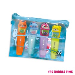 Set 4 evidenziatori EveryDay con topper ZOO BUBBLE