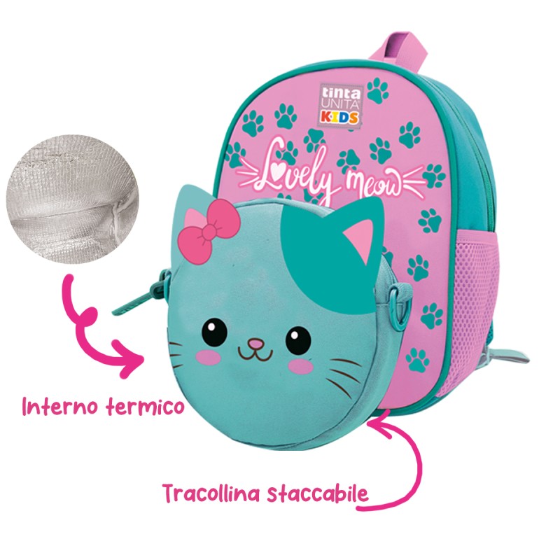 Zainetto 2 in 1 poliestere TU KIDS  f.to 14,5x4cm Pool Over - Tinta Unita | Mini Zaini 