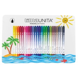 Scatola Metallo 24 Pennarelli Brush Bi-Punta TU