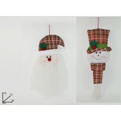 Viso Babbo Natale - Pupazzp cm.70 Tessuto Scozzese