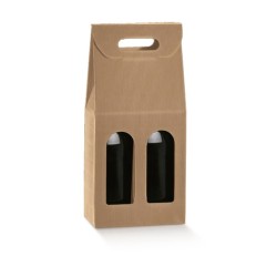 Scatola 2 bottiglie onda avana