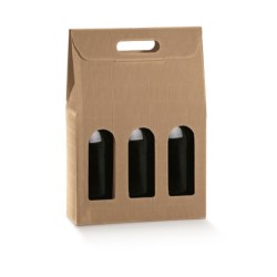 Scatola 3 bottiglie onda avana