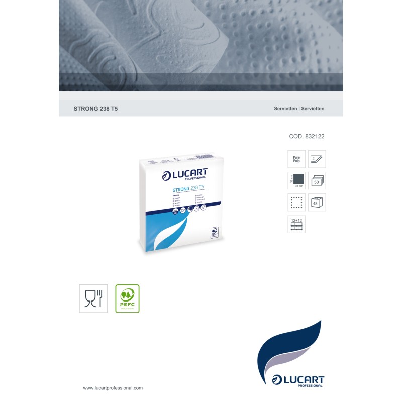 Tovaglioli 38x38 2 Veli Cf.50 238/T5 Lucart | Monouso tavola 