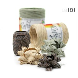 Scatola 100 Coccarde Rafia effetto legno D65 31181