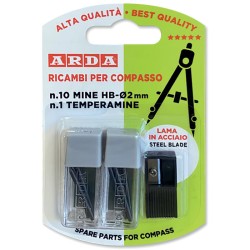 Blister 2 astucci da 5 mine compasso 2mm +temperin