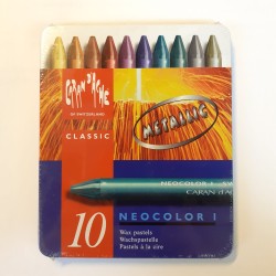 Sc. metallo 10 Pastelli cera Caran D'ache Neocolor