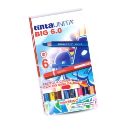 Scatola 6 Pastelli Tinta Unita Jumbo 6mm + Temp.
