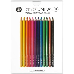 Scatola 12 Pastelli Triangolari Tinta Unita 6.0