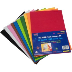 Conf. 10 fogli gomma EVA A4 2mm - colori assortiti